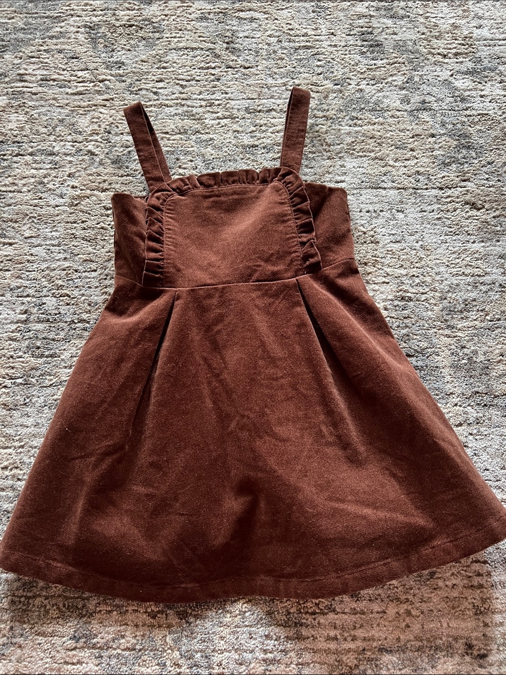 Janie and Jack Chocolate Brown Ruffle-Trim Corduroy Pinafore